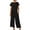 Black, variant on 2 Piece Outfits for Women Summer Casual Beach Linen Sets Button Back Crop Top Wide Leg Pant Set with Pockets