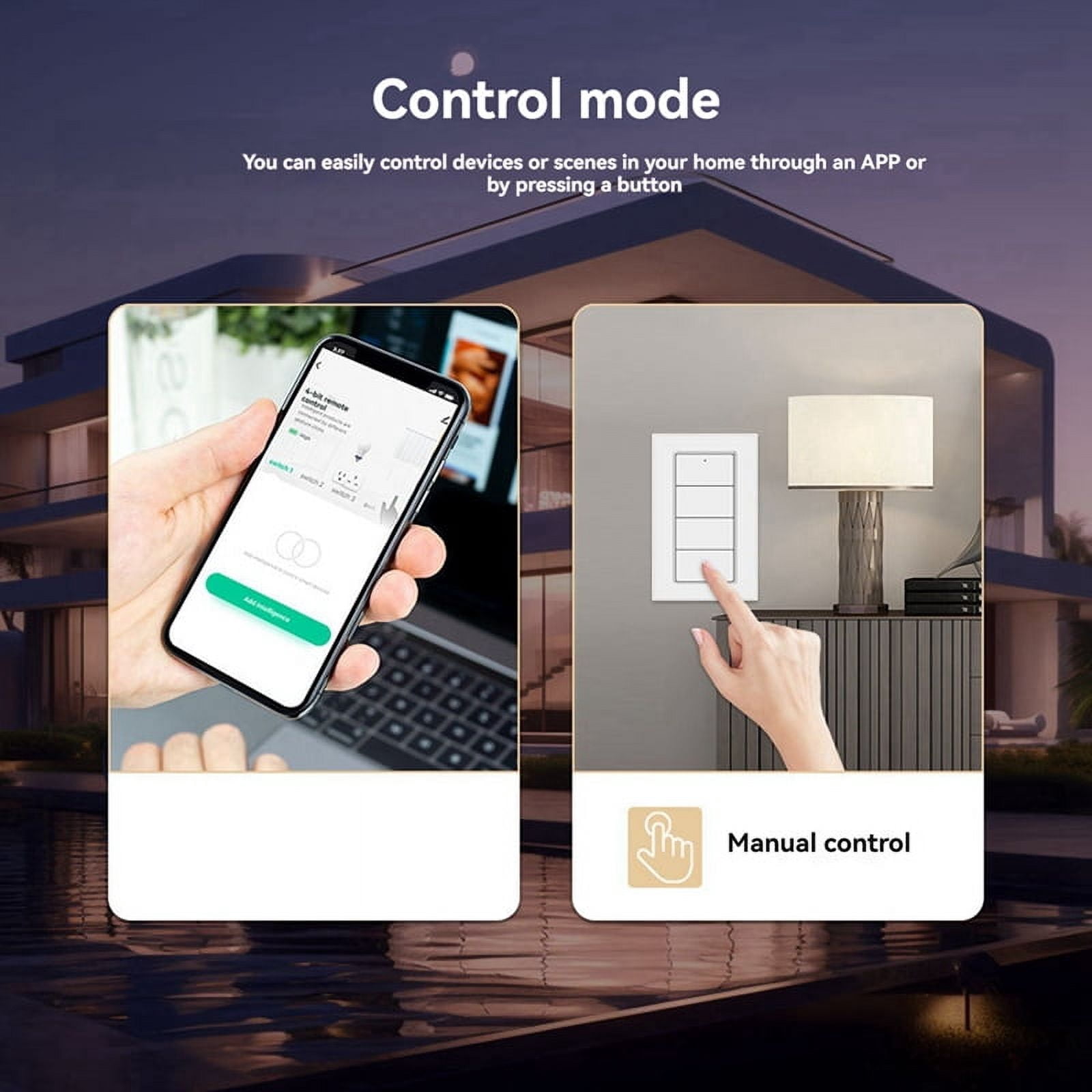 Tuya Zigbee Wireless 4-Gang Scene Switch Smart Life App Control, Battery Powered Portable Scene Push Button Switch