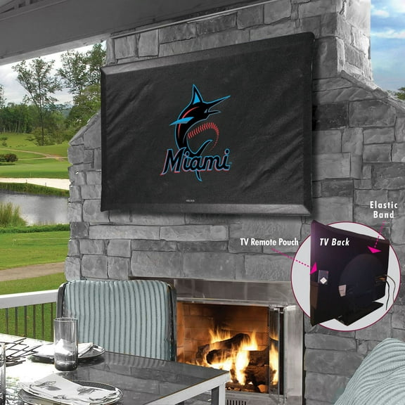 Black Miami Marlins 60" x 37" TV Cover