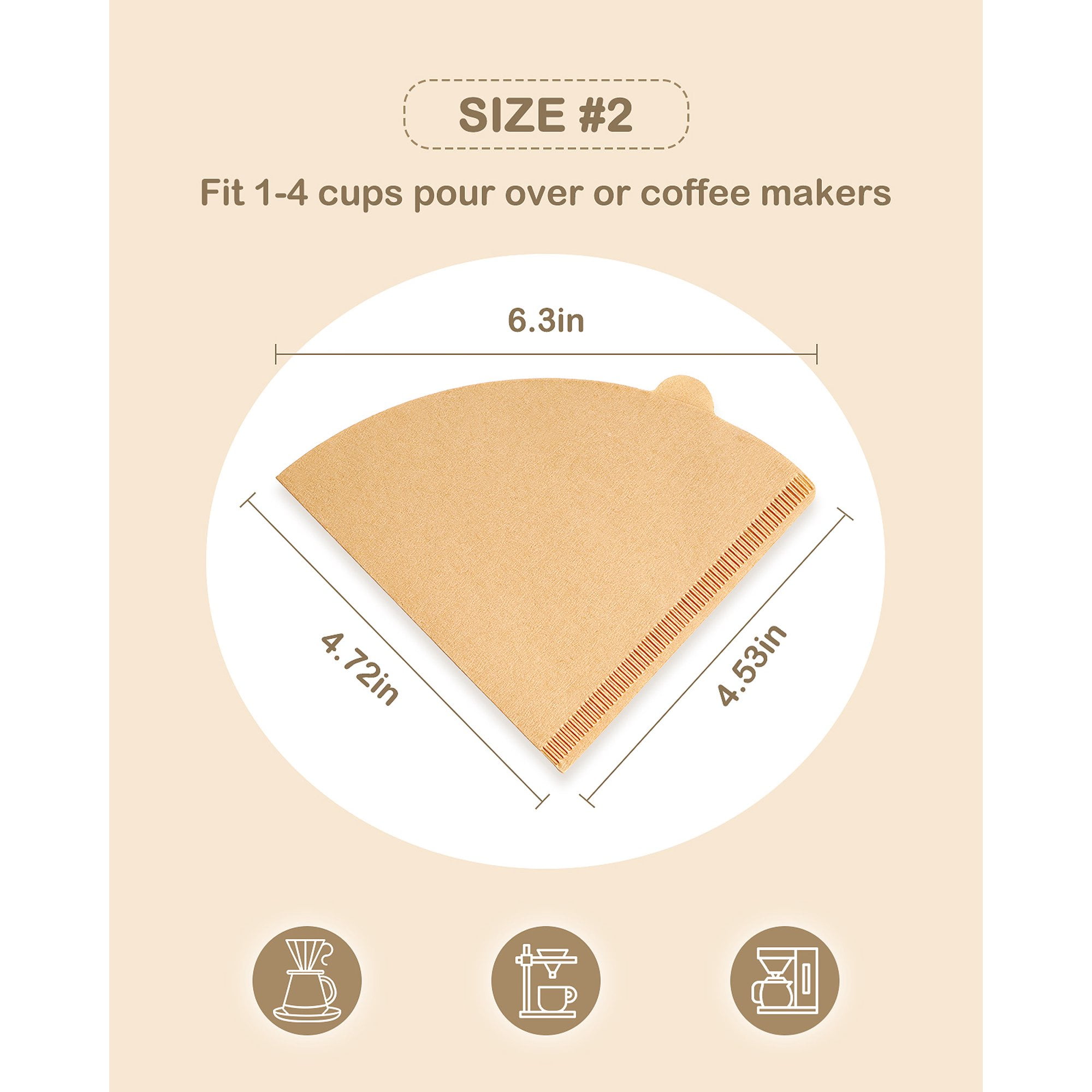 Coffee Filters, #4 Cone Coffee Filter 8-12 Cup, Unbleached Natural Brown,  100 Count - Walmart.com
