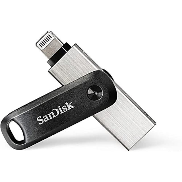 Unidad flash SanDisk iXpand Go 64 GB para iPhone iPad Computadoras USB 3.0 2 por 1 con conectores tipo A y Lightning