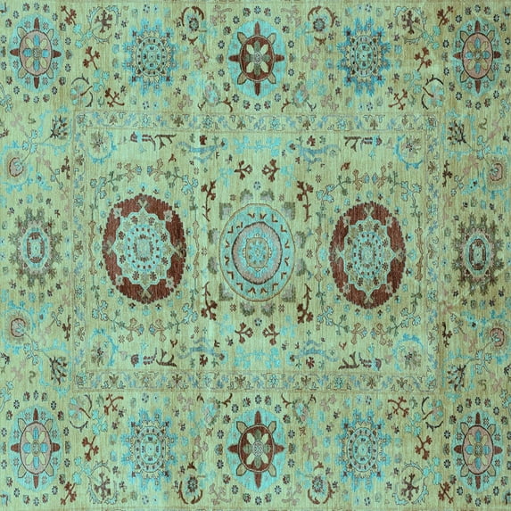Ahgly Company Indoor Square Abstract Light Blue Modern Area Rugs, 5' Square