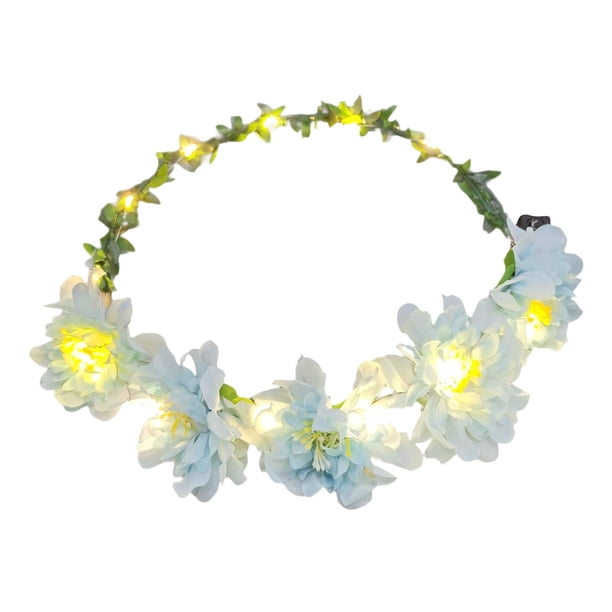Diadema con corona floral, diadema de flores, diadema decorativa para niñas Azul