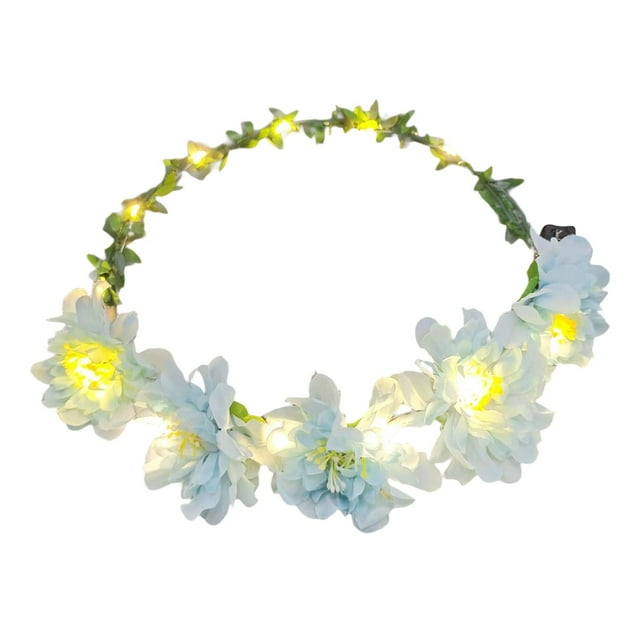 Accesorios para el cabello con corona de flores, diadema con guirnalda, diadema con corona de flores para escénica Azul