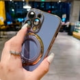 thumbnail image 5 of for iPhone 12 Pro Max Case, Compatible with MagSafe, Luxurly 360° Rotatable Magnetic Ring Stand Case, Phone Case for iPhone 12 Pro Max with Camera Lens Protector for Women Girls, Blue, 5 of 12