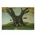 thumbnail image 1 of Tree Cutting Board, Style Cosy Tree Trunk House with Defoliated Autumn Leaves Piles, Decorative Tempered Glass Cutting and Serving Board, Small Size, Sepia and Lime Green, by Ambesonne, 1 of 1