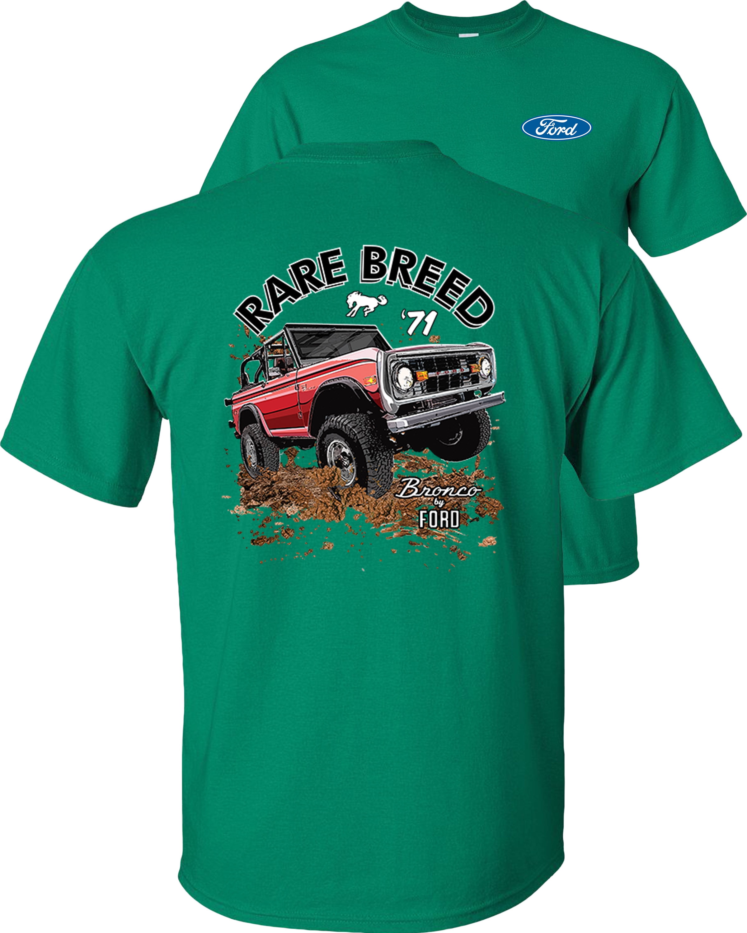 Fair Game Rare Breed Ford Bronco T-Shirt, Classic Vintage Retro Bronco 1971 Truck, Ford Graphic Tee-Kelly Green-3x, Adult Unisex, Size: 3XL