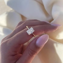 Jewelerix 14K Yellow Gold Vermeil Promise Ring Minimalist Moissanite Diamond Engagement Ring Radiant Cut Special Gift for Her