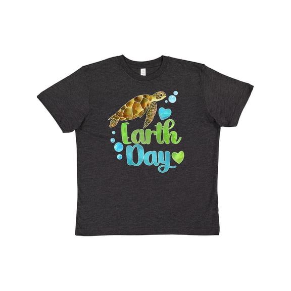 Inktastic Earth Day Sea Turtle and Hearts Youth T-Shirt