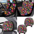 thumbnail image 2 of FKELYI Car Seat Covers with Steering Wheel Cover Hippie Flower Print Auto Center Console Pad Seat Belt Pads Head Rest Covers Gear Shift Cover Hanbrake Cover for Most Vehicle, 16 Pcs, 2 of 6