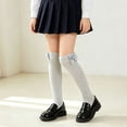 thumbnail image 2 of vdgthytj Girls Socks over the Knee Bowknot Hollow out Diamond Knit Breathable School Uniform Long Socks(3-4Years,Gray), 2 of 9