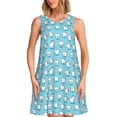 thumbnail image 1 of Easygdp Cartoon Teeth para Vestido Transpirable de Mujer, Vestido Suelto de Manga Corta con Pliegues y Bolsillos para el Verano, 1 of 7