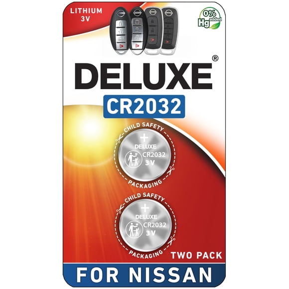 Pila para llavero inteligente Deluxe CR2032 3V para Nissan, paquete de 2