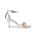 thumbnail image 4 of BLISSFUL STEP Women's Solid Color Open Toe Rhines Ankle Strap Stiletto Sandals Silver 8, 4 of 9