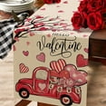thumbnail image 4 of Valentine's Day Table Runner with Red Truck and Hearts Design, Romantic Dining Room Decor, 13x72 Inches, Cotton Linen, 4 of 4