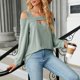thumbnail image 4 of MHFRRA Camiseta Básica con Cuello En U para Mujer, Suave, Cómoda e Informal, para Uso Diario, Ideal para Vacaciones, Top Básico Versátil con Jeans, para Toda La Temporada, Color Puro. Verde, 4 of 8