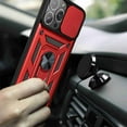 thumbnail image 3 of Dteck iPhone 13 Pro Max Case,Hybrid Protective Phone Case Cover with Ring Holder Kickstand Cover with Support Magnetic Car Mount for iPhone 13 Pro Max, Red, 3 of 8