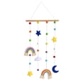 thumbnail image 2 of Adorno de pared de macramé con forma de arcoíris para la habitación del bebé, expositor de fotos colgante con pompón, luna, nube y estrellas, juguetes colgantes para cuna A, 2 of 8