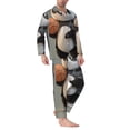 thumbnail image 2 of Fotbe Cartoon Pandas Basketball Pijama de Hombre con Estampado de Manga Larga, Conjunto de 2 Piezas, Ropa de Dormir Suave y Cómoda con Bolsillos-Small, 2 of 7