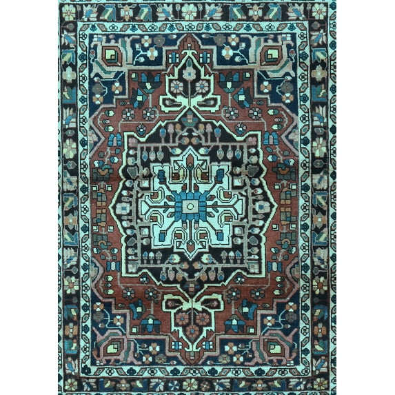 Ahgly Company Indoor Rectangle Persian Light Blue Traditional Area Rugs, 6' x 9'