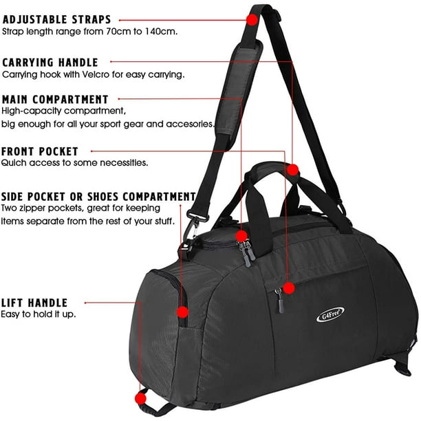 KSCD 40L 3-Way Duffle Backpack Gym Bag for Men Women Sports Duffel Bag with  Shoe Compartment Travel Backpack Luggage 