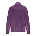 thumbnail image 5 of XPMWRP Dressy Ruffle Velvet Shirts for Women Button Down Loose Long Sleeve Business Casual Tops Elegant Party Blouse Purple L, 5 of 6