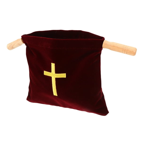 Bolsa para ofrendas de la iglesia con cruz bordada. Artículos para la comunión. Bolsa de gran capacidad para necesidades de la iglesia, recuerdos de fiestas, decoraciones para bautizos y ceremonias.