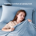thumbnail image 3 of Sleep Zone Jersey Knit Sheet Set, Blue Twin, 3 Pieces, 14 Inch Deep Pocket Bedding, 3 of 10
