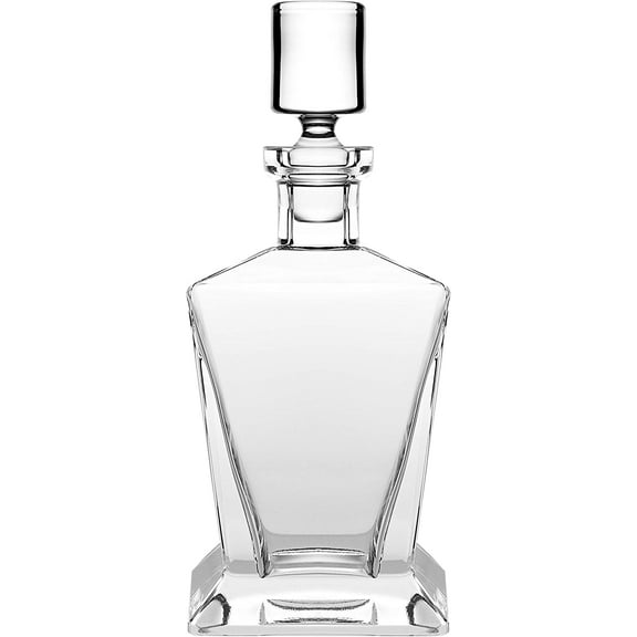 Glass - Whiskey Decanter - 25 oz. - By Barski - European Quality - Beautiful Square Decanter for Whiskey - Liquor - With Stopper - With Nice Square Base - Made in Europe