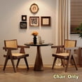 thumbnail image 5 of Tcbosik Modern Rattan Chairs Set of 2, Dining Chair with Arm, Rubber Wood Accent Chair for Living Room, Bedroom, Kitchen, Easy Assembly, Walnut, 5 of 6