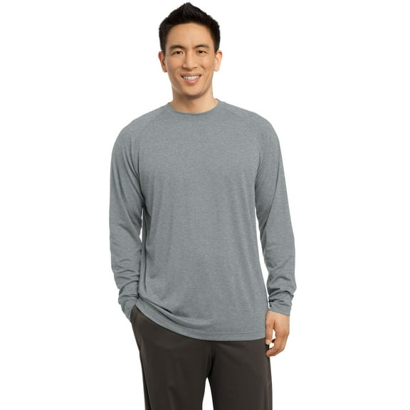 Sport-Tek Long Sleeve Ultimate Performance Crew. St700ls , ST700LS , Heather Grey , Large