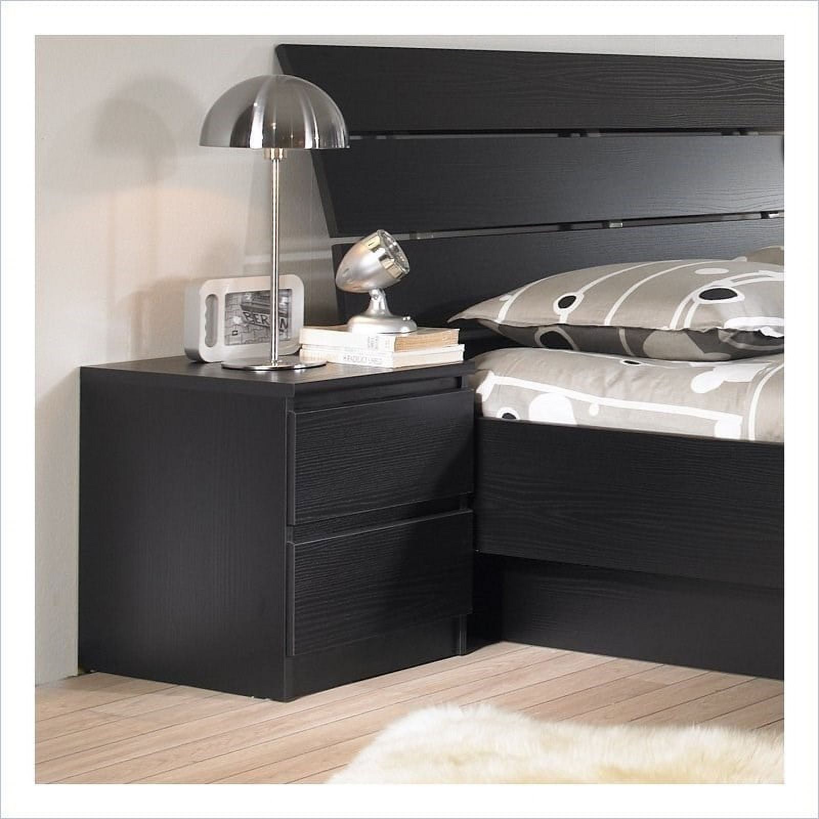 Home Square 2 Drawer Night Stands in Black Woodgrain (Set of 2) - image 2 of 4