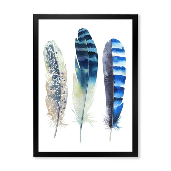 Designart 'Colourful Boho Art Feathers I' Bohemian & Eclectic Framed Art Print