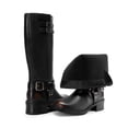 thumbnail image 5 of DREAM PAIRS Women's Knee High Boots Side Zipper Motorcycle Boots Square Toe Chunky Low Heel Fashion Buckles Biker Riding Boots, 5 of 9