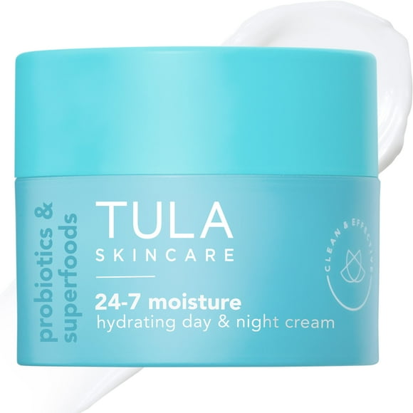 TULA Skin Care 24-7 Crema hidratante de día y noche - Hidratante antienvejecimiento para la cara Contiene extracto de sandía y arándano 1.5 oz.