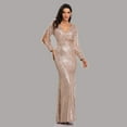 thumbnail image 3 of Sexy V-neck Mermaid Evening Dress Long Formal Prom Party Gown Full Sequins long Sleeve Galadress Vestidos Women Dresses, 3 of 8