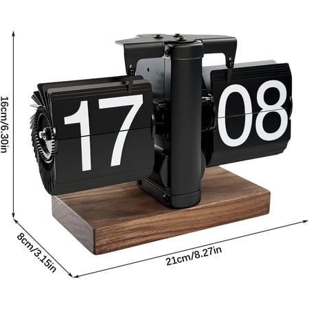 Retro Vintage Flip Desk Clock with Auto Mechanical Digital Display and Large Numbers for Home Office Decor