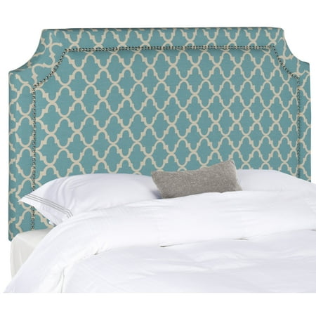 Safavieh Shayne Modern Classic Upholstered Headboard with Nail Heads Full Blue/White
