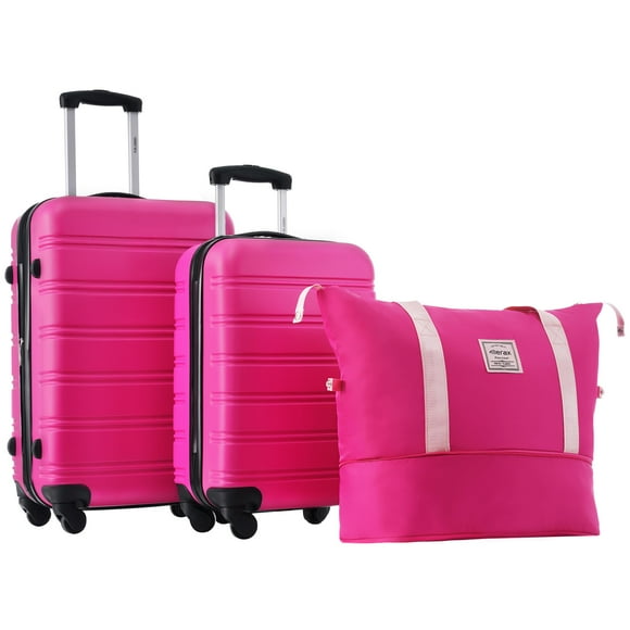 Merax Luggage sets of 3 Piece 20 24 IN Carry on Luggage Hard Case Pink Luggage Expandable Checked Luggage Suitcase Set with Wheels