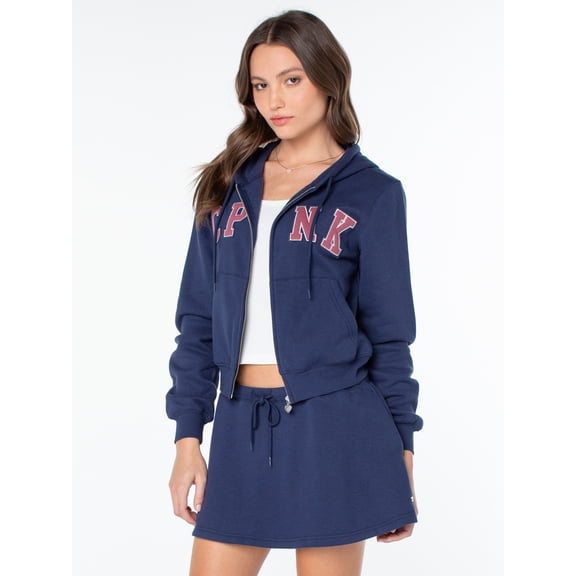 Celebrity Pink Women's Signature Zip Up Fleece Hoodie Sweatshirt, Sizes XS-XXXL