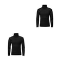 thumbnail image 4 of Qarigey Ropa interior térmica para hombre, Tops de cuello alto, jersey de manga larga de Color sólido, cómoda camisa de dormir para el hogar Negro 2piezas, 4 of 6