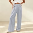 thumbnail image 6 of Bloomae Women's Casual Wide Leg Pants Smocked Elastic High Waist Chic Button Decoration Palazzo Lounge Trousers Loose Comfy Work Business Pants with Pockets, 6 of 6