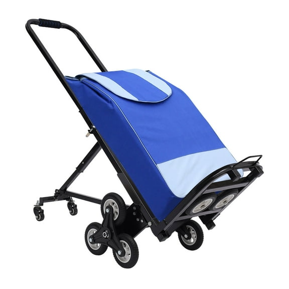 Folding Hand Truck, Foldable Stair Climbing Dolly Cart Portable Climbing Cart with Telescoping Handle, Stair Climber Hand Truck with 10 Wheels 330 LBS for Warehouses, Shopping Malls