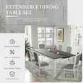 thumbnail image 4 of Harper & Bright Designs Rustic Extendable Dining Table Set for 6, 7 Pieces Rectangle Dining Table with 6 Upholstered Chairs, Kitchen Table Set with 2 Built-in Drawers, Dark Gray, White, 4 of 17