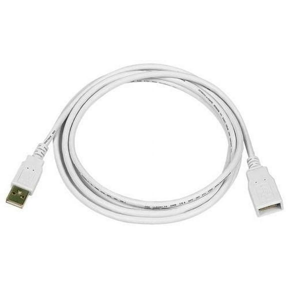 Cablestogo 6.5feet USB With Male Female Extension Cable White Foil Braid Shie...