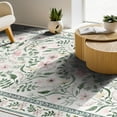 thumbnail image 4 of LOKHOM 4'x 6' Floral Washable Area Rugs for Living Room, Non Slip Low Pile Floor Carpet Soft Distressed Rug for Bedroom, Dining Room, Green, 4 of 9