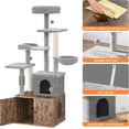 thumbnail image 2 of Cat Tree with Litter Box Enclosure, 2-in-1 Modern Cat Tower with Scratching Posts, Multiple Platform and Large Condo, Multilevel Indoor Kitten House, Rustic Brown, 2 of 7