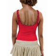 thumbnail image 3 of Women'S Lace Tank Top Deep Plunge V Neck Tops Going Out Crop Shirt Summer Camisole Red S, 3 of 8