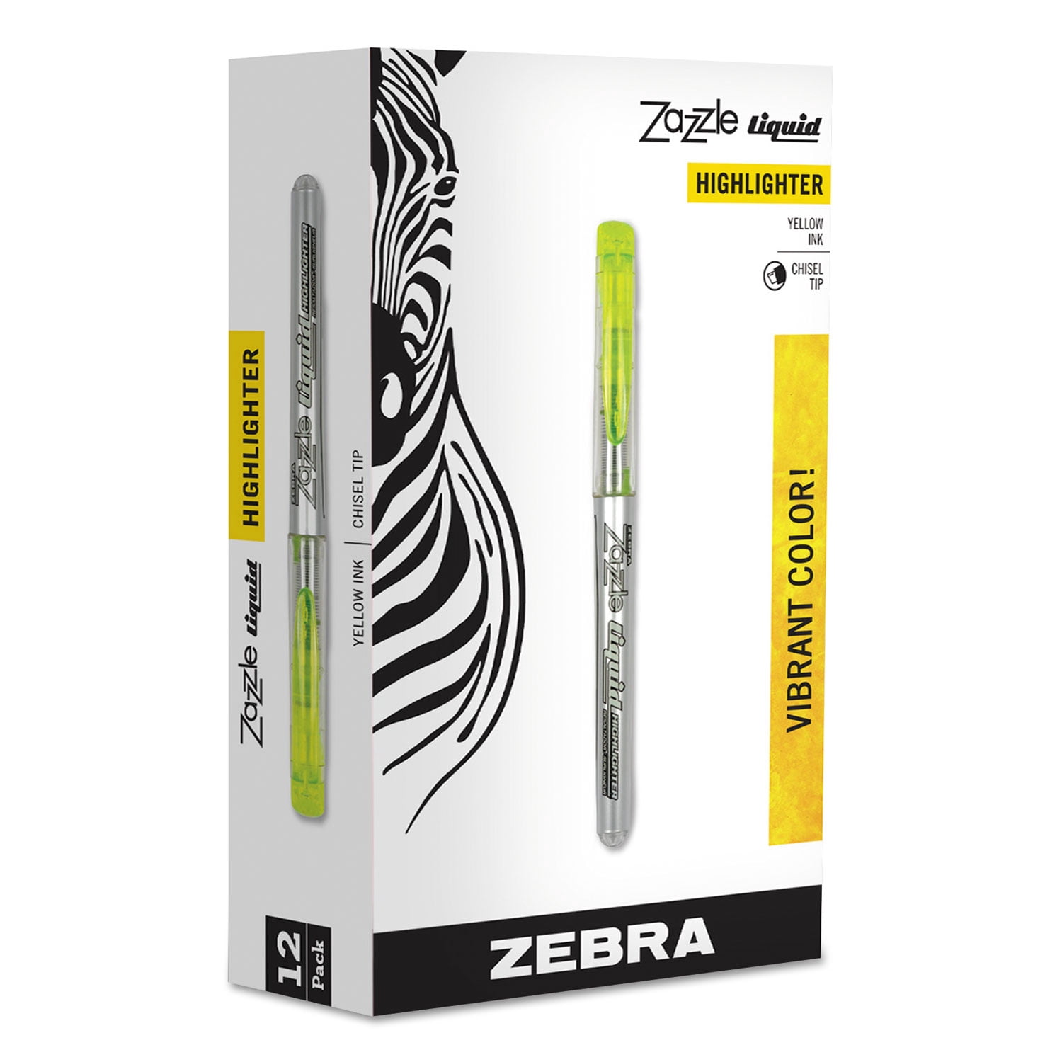 Zazzle lqd  Highlighter Chisel Tip, Fluorescent Yellow, Dozen