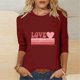 thumbnail image 4 of RKSTN Valentine's Day 3/4 Sleeve Tops for Women Oversized Crewneck Valentines Graphic Print Short Sleeve T Shirt Womens Casual Solid Round Neck Loose Comfy Three Quarter Sleeve Shirt Spring Clothes, 4 of 7